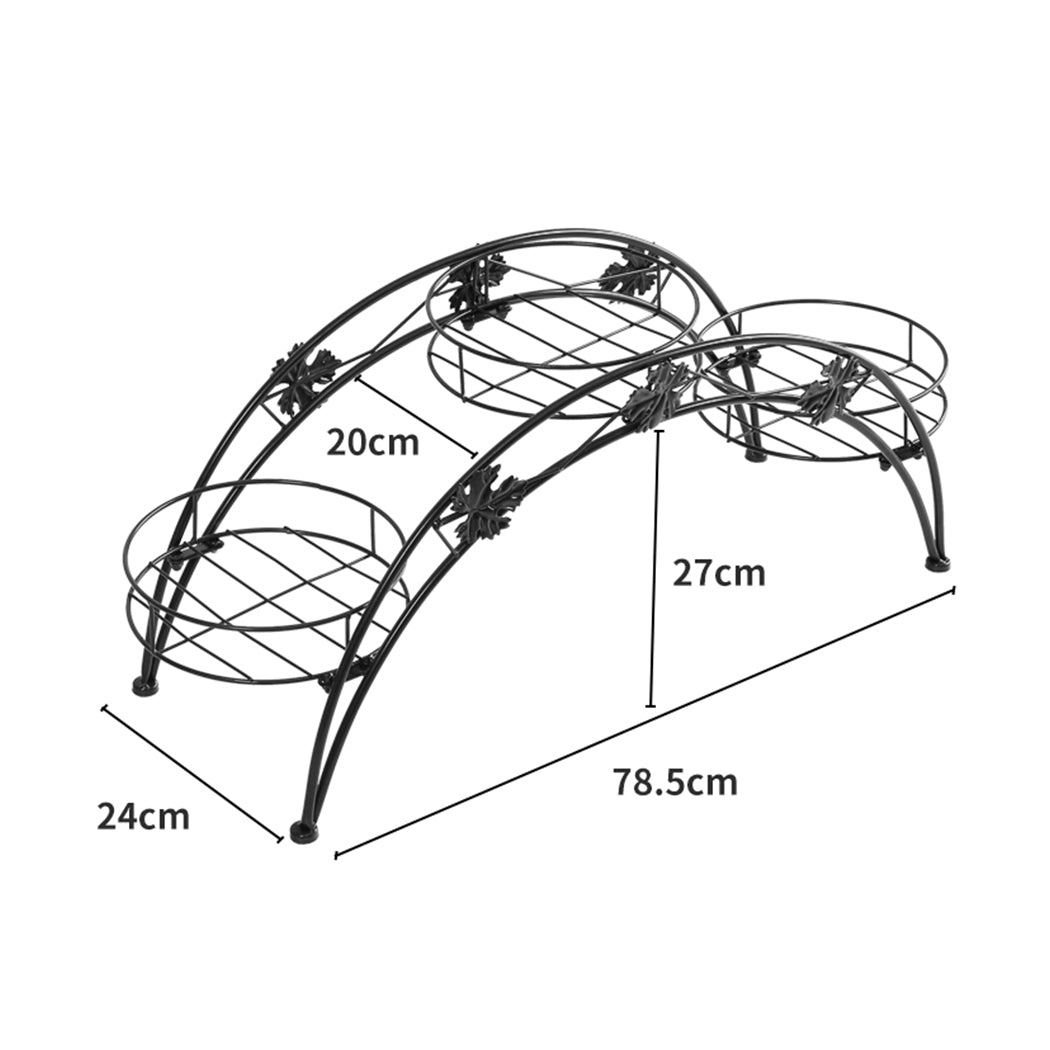 2X Plant Stand Outdoor Indoor Metal Black-1894516823869755394