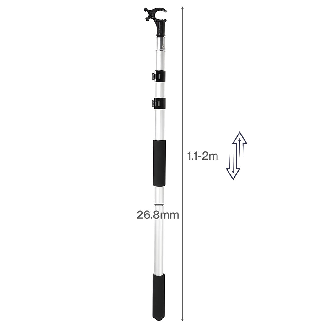 Levede Roof Window Pole 1.1-2m Skylight Rooflight Opener Aluminium Black-2100034938832293890
