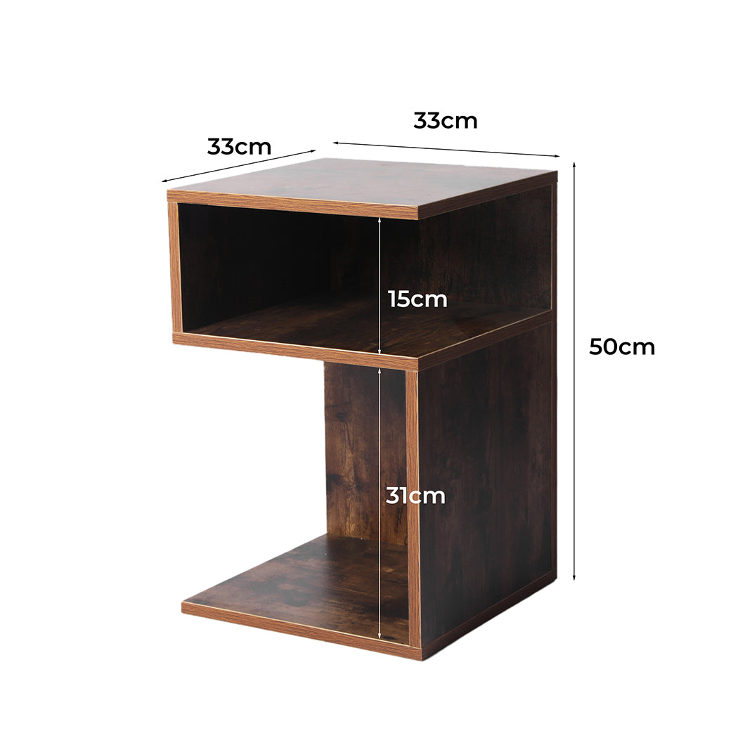 Levede 2x Bedside Tables Wood Side End Oak-1864184439047852034