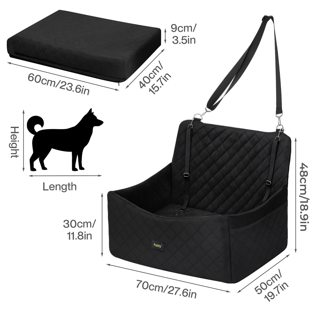 Pawz Dog Car Seat Booster with Safety Belt  Leashes  for Large Sized Dogs Black-2100034987414917122