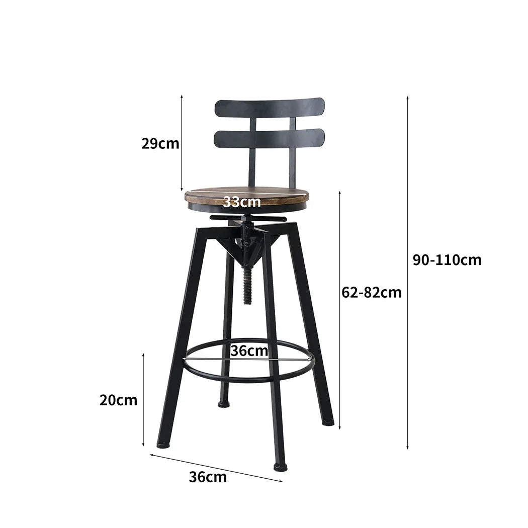 Levede 1x Bar Stool Industrial Adjustable-2006733238923563010