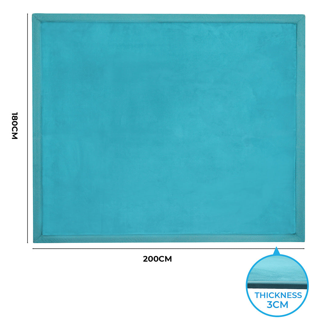 Marlow Coral Velvet Area Rugs Large Mat 180x200cm Blue-2006732690749001730