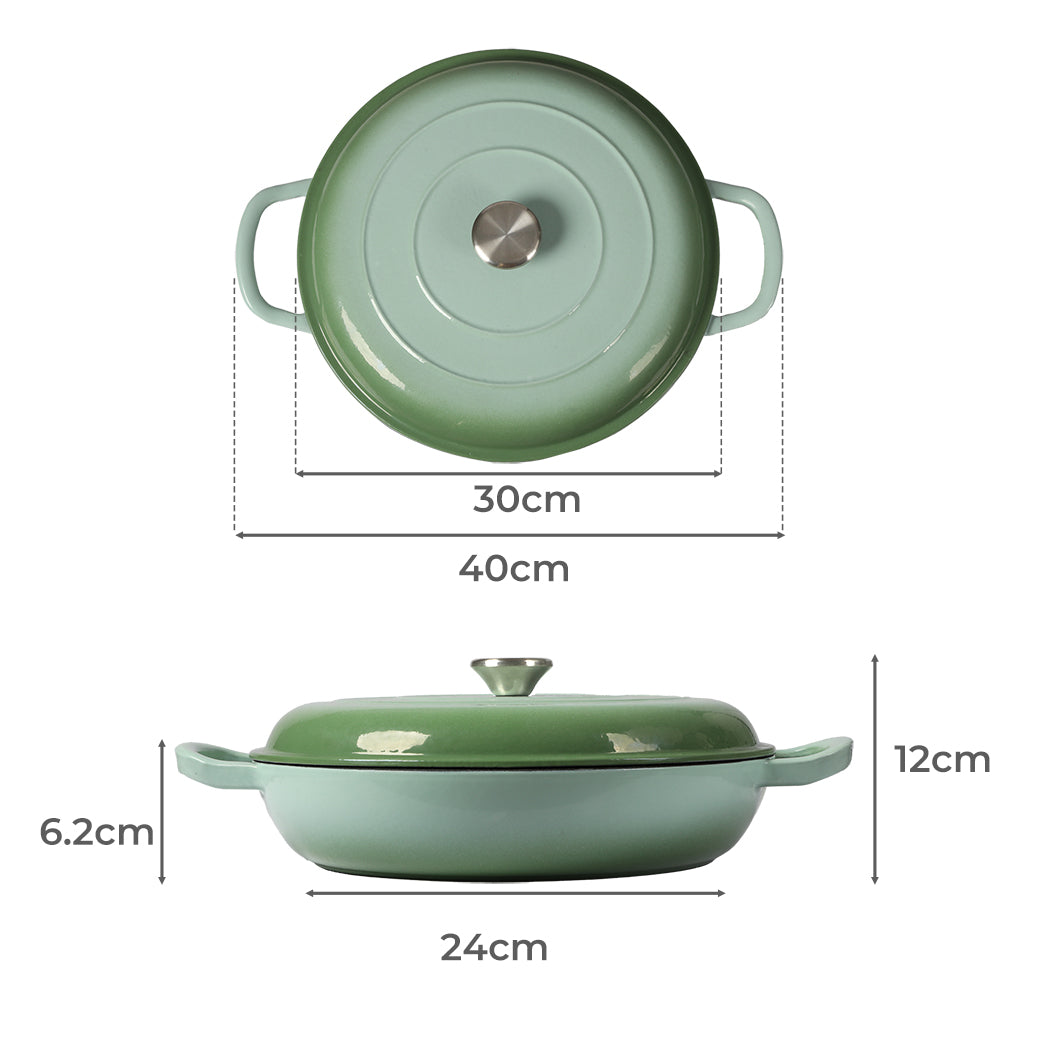 TOQUE 3.5L Enamel Dutch Oven Pan in Green Colour-1864184348740292610