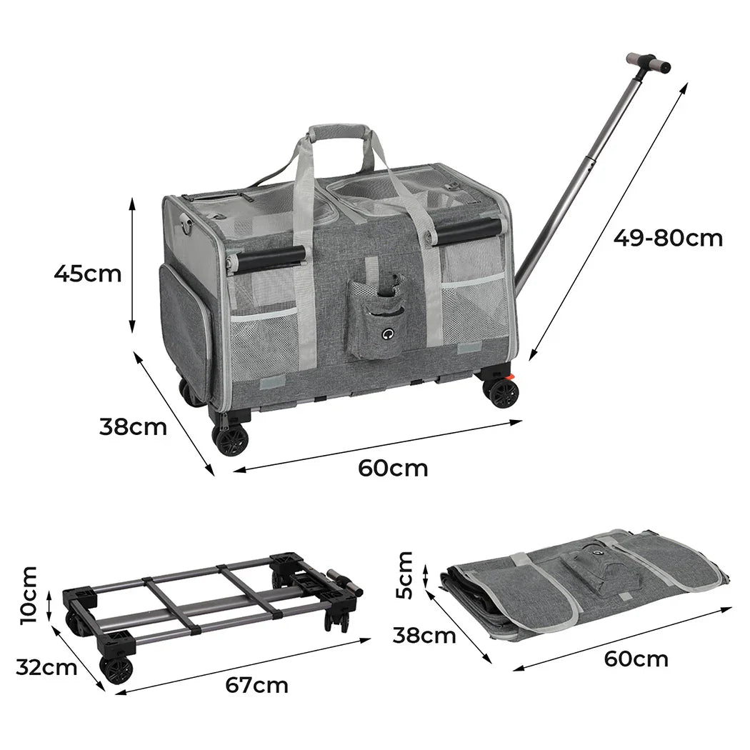 Pawz Pet Carrier 4 Wheel Portable Rolling Foldable-2018816797083570178
