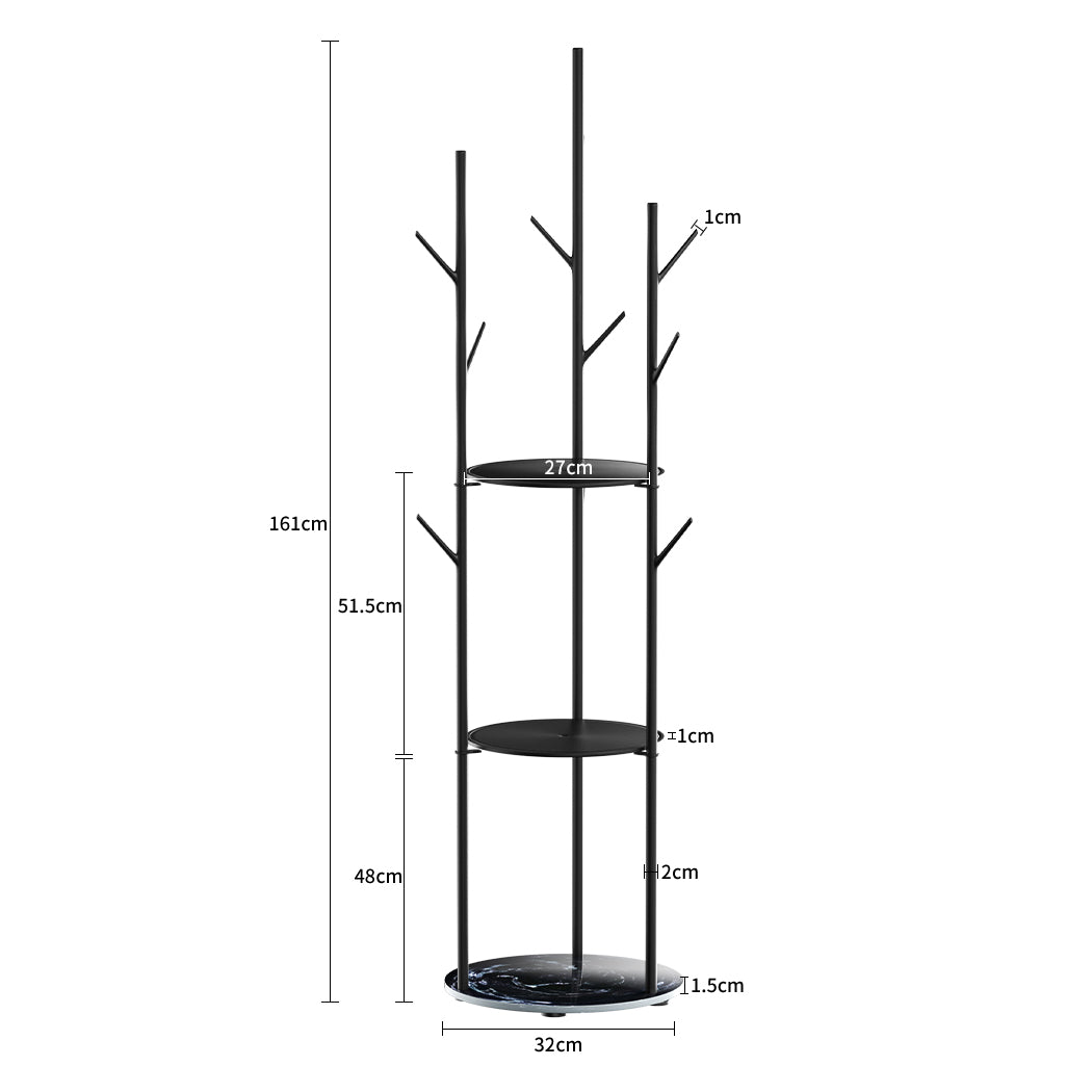 Levede Coat Rack Clothes Stand 8 Hook Organizer Black-1864183323820167170