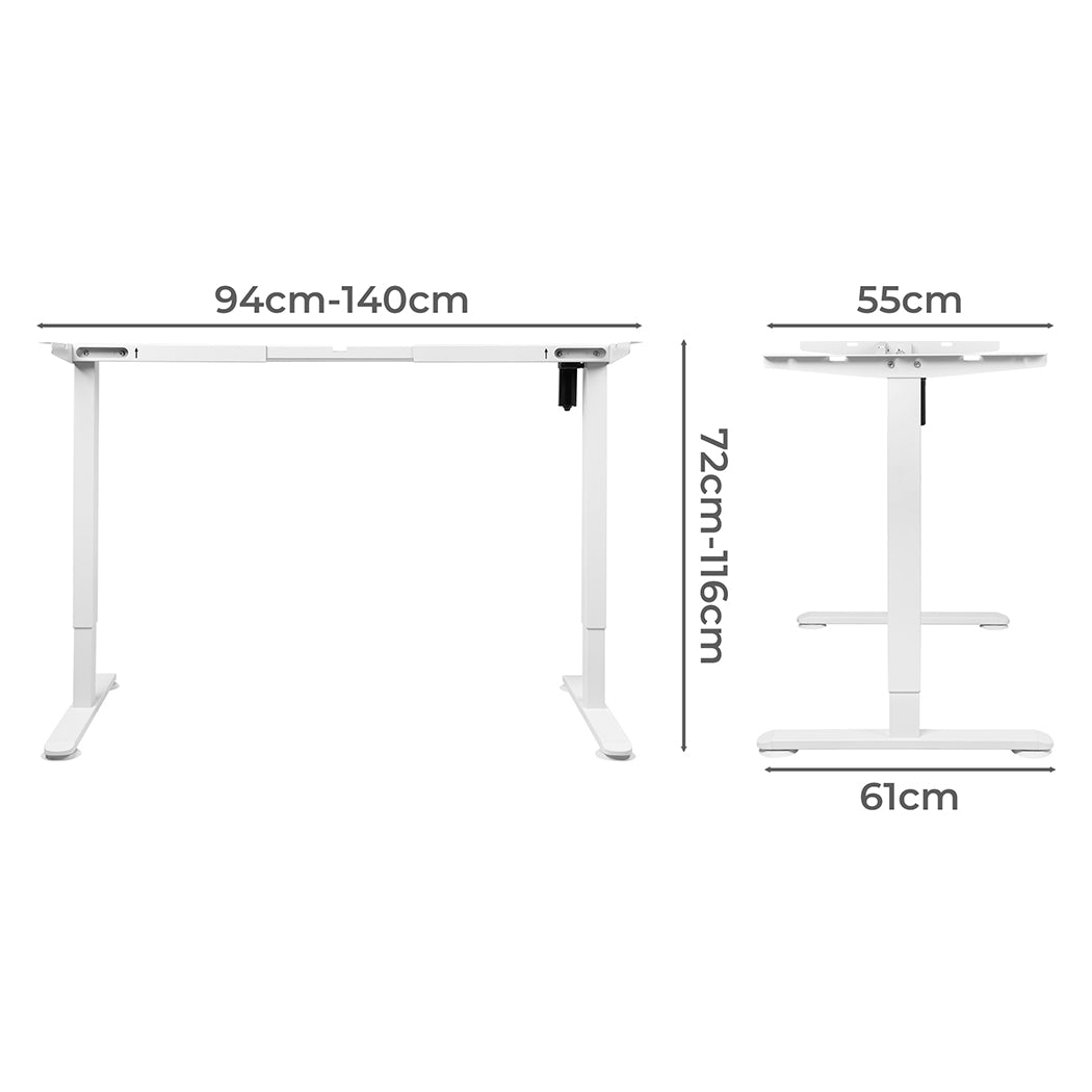 Levede Motorised Standing Desk Frame White Single Motor-1864183323652395010