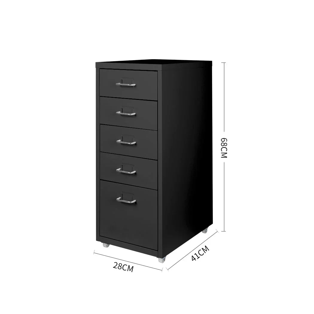 Levede 5 Drawer Office Cabinet Drawers Black-2018816806168432642