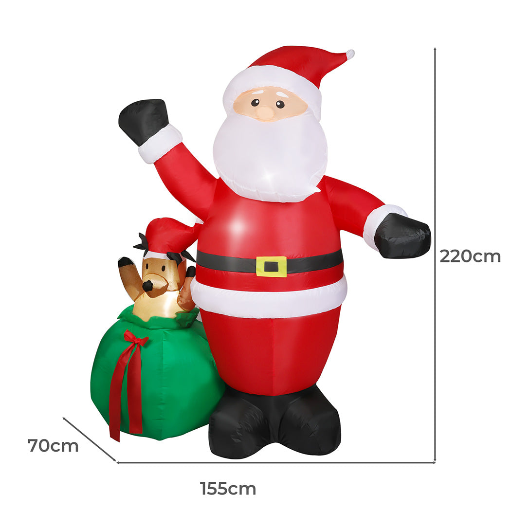 Santaco Christmas Inflatable Outdoor Santa Claus Elk 2.2M Xmas Decoration Light-1950769999102742530