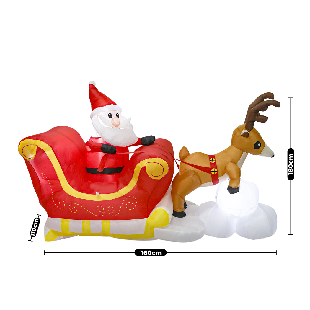 Santaco Christmas Inflatables Outdoor Santa Claus Reindeer Sleigh Lights Decor-1950769999287291906