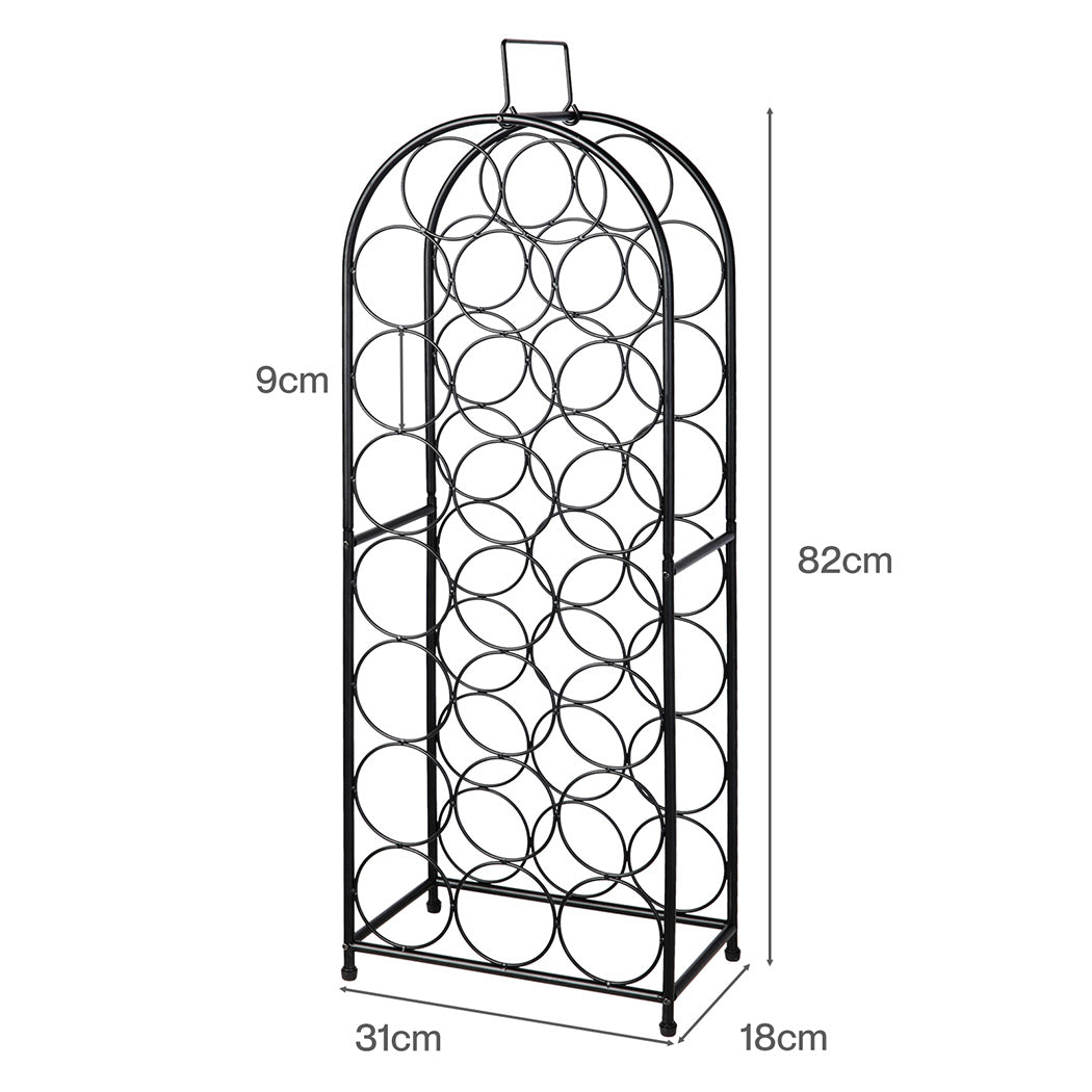 Levede 23 Bottle Wine Rack Kitchen Home Floor Storage Organiser Metal Black-2100035036840595458
