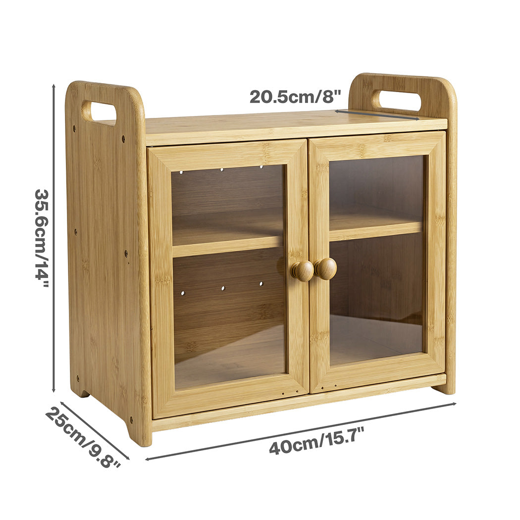 Toque Bread Bin 2 Tier Bamboo Bread Box Kitchen Counter Storage Container 20L-2072893581785436162
