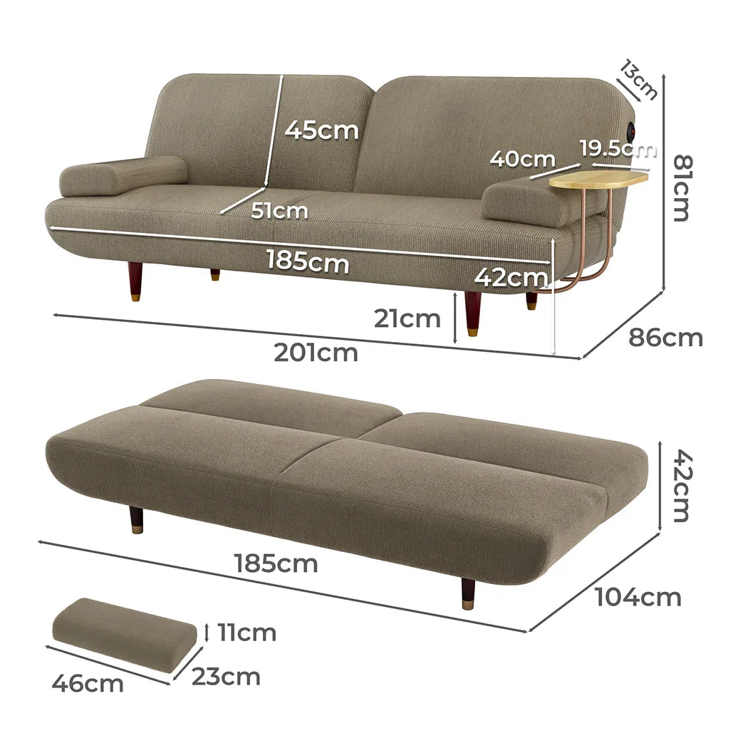LEVEDE  CONVERTIBLE SOFABED WITH USB CHARGE AND SIDE TABLE-2006732844935811074