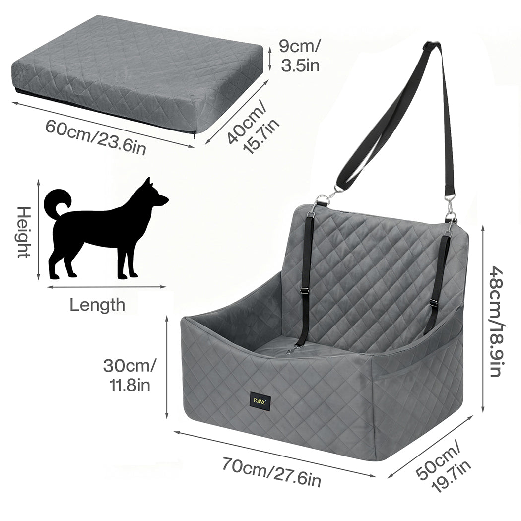 Pawz Dog Car Seat Booster with Safety Belt  Leashes  for Large Sized Dogs Grey-2100034987809181698