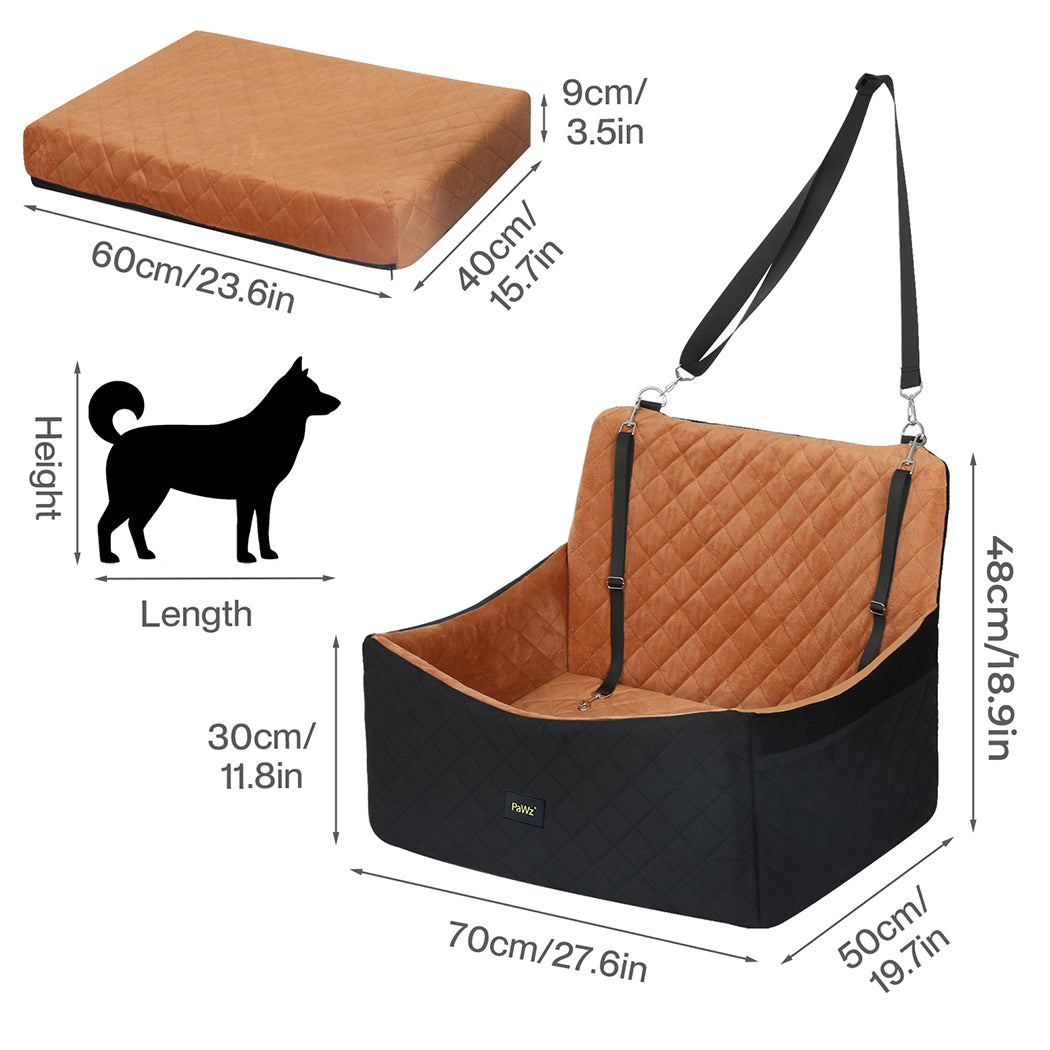 Pawz Dog Car Seat Booster with Safety Belt  Leashes  for Large Sized Dogs Brown-2100034987612049410
