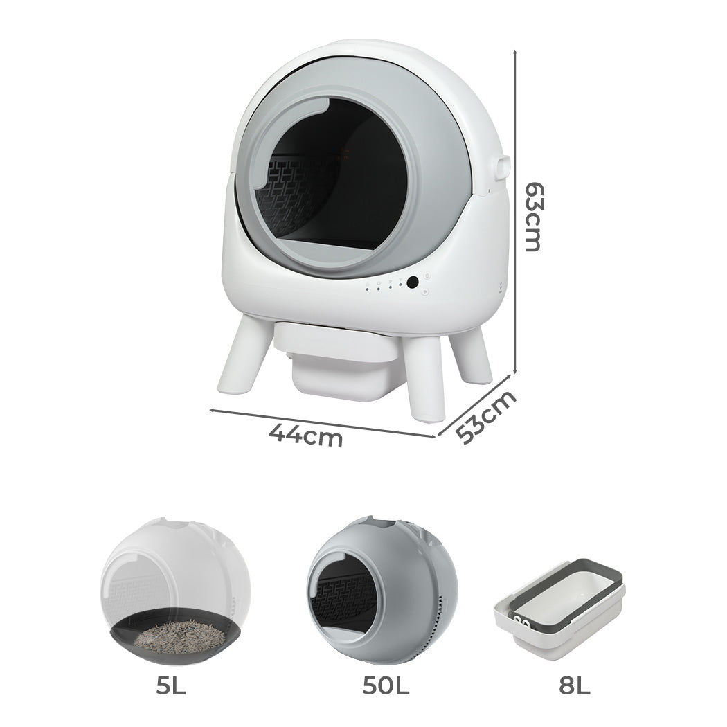 PaWz Smart Self Cleaning Cat Litter Box APP Control White-1938089882115248130