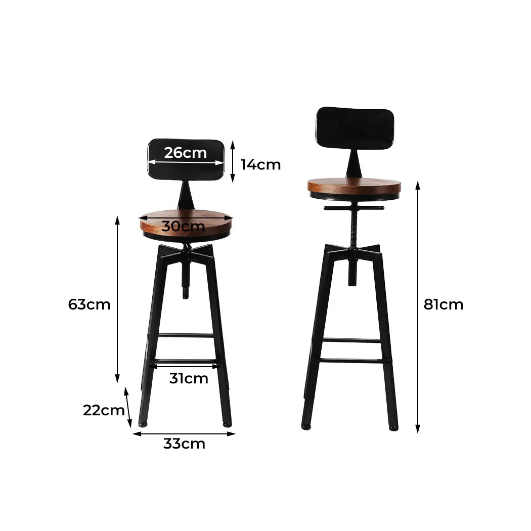 Levede 2x Bar Stool Kitchen Wooden Metal-2018816899500085250