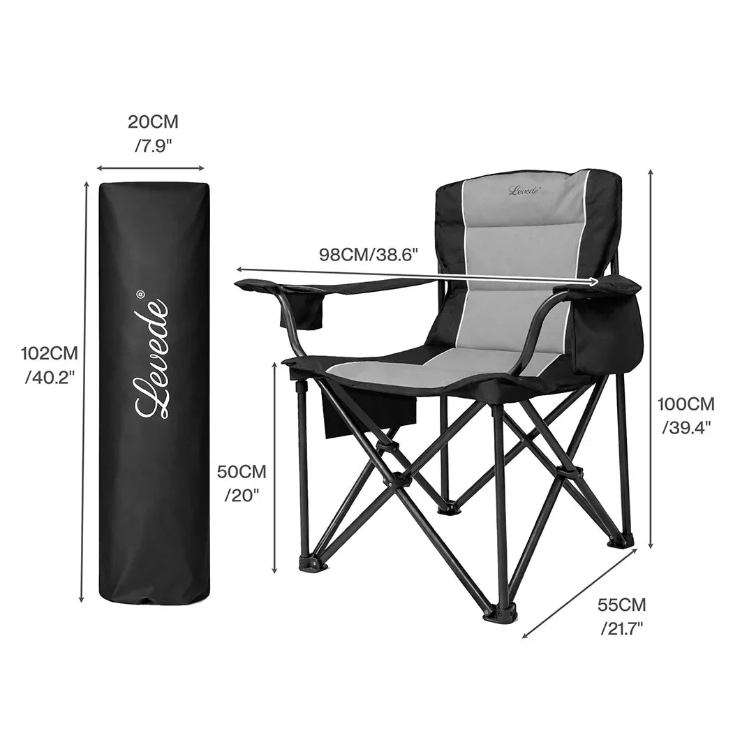 Levede Camping Chair Large Folding Outdoor Portable Fishing Picnic Travel Seat-2050056782323257346