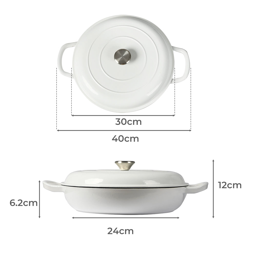TOQUE 3.5L Enamel Dutch Oven Pan in White Colour-1864184348887093250