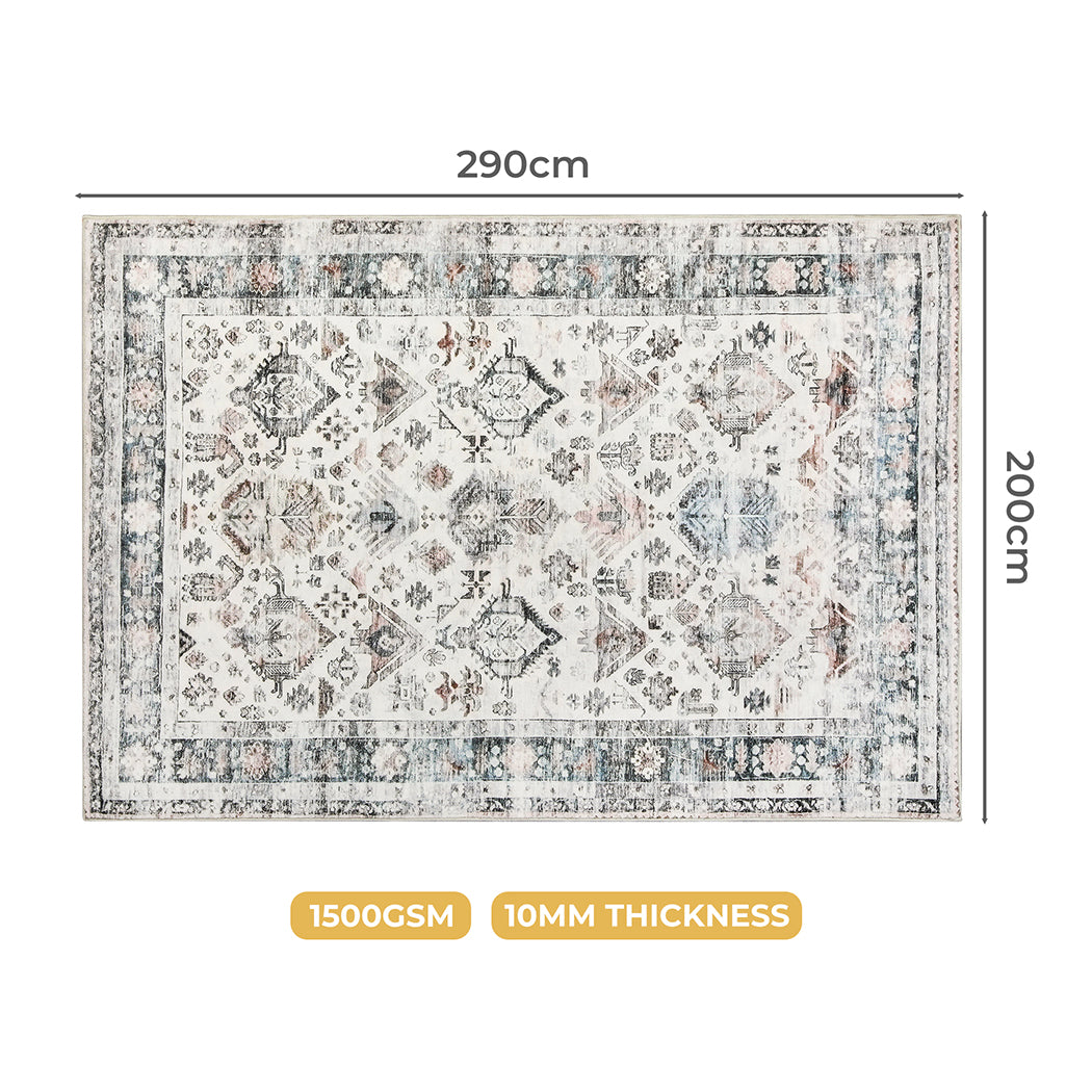 Marlow  Floor Rug Vintage Short Pile Washable Carpet Soft Plush Non Slip 200x290-1894516739518107650