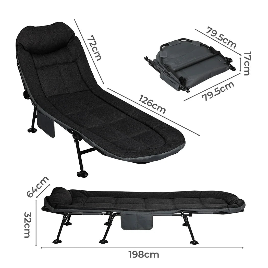 Levede Folding Camping Bed Camp Cots Black-2029387200147361794