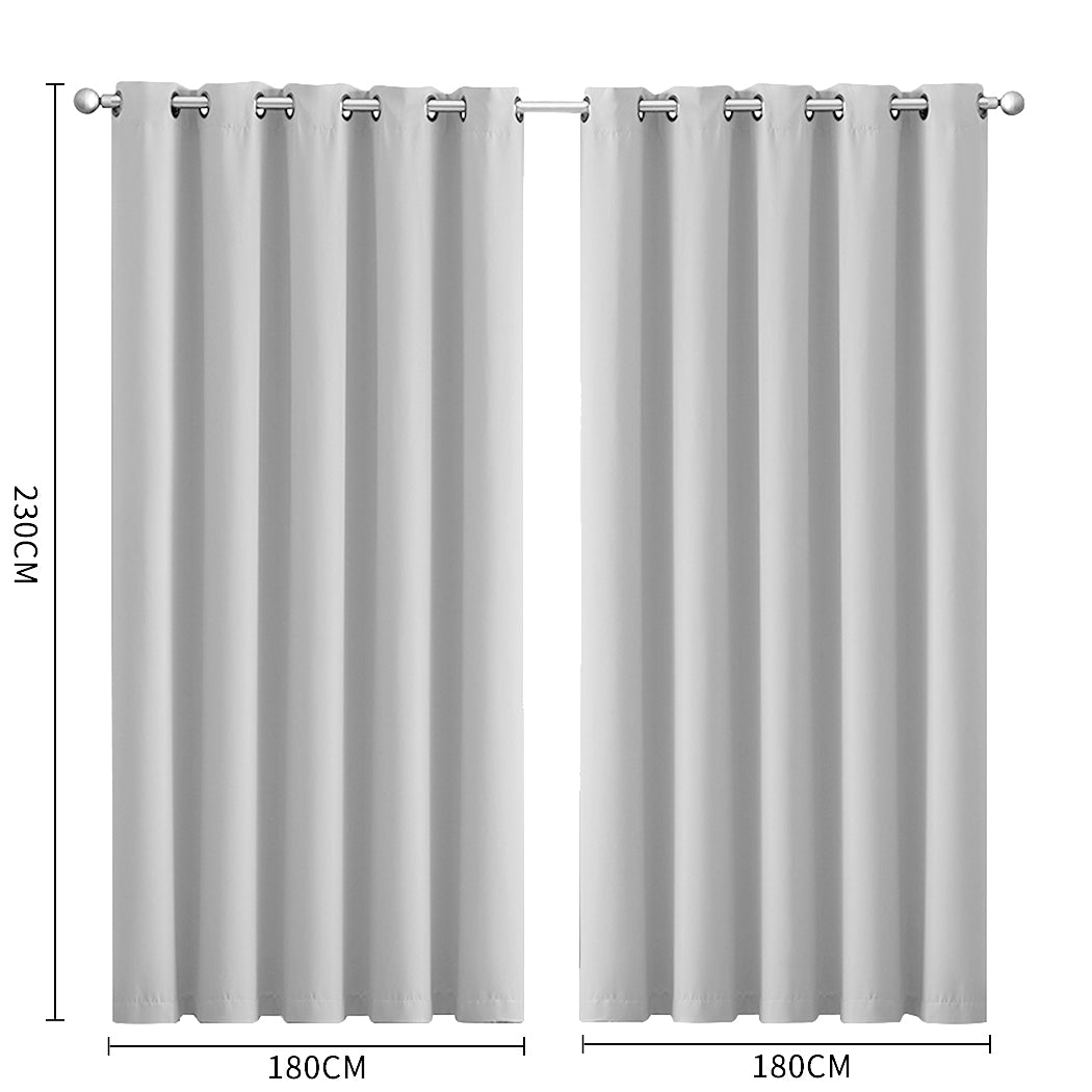 2x Blockout Curtains Panels 3 Layers Grey-2065254605146689538