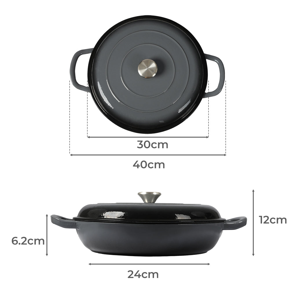 3.5L Enamel Dutch Oven Pan in Black Colour-1864184348593491970