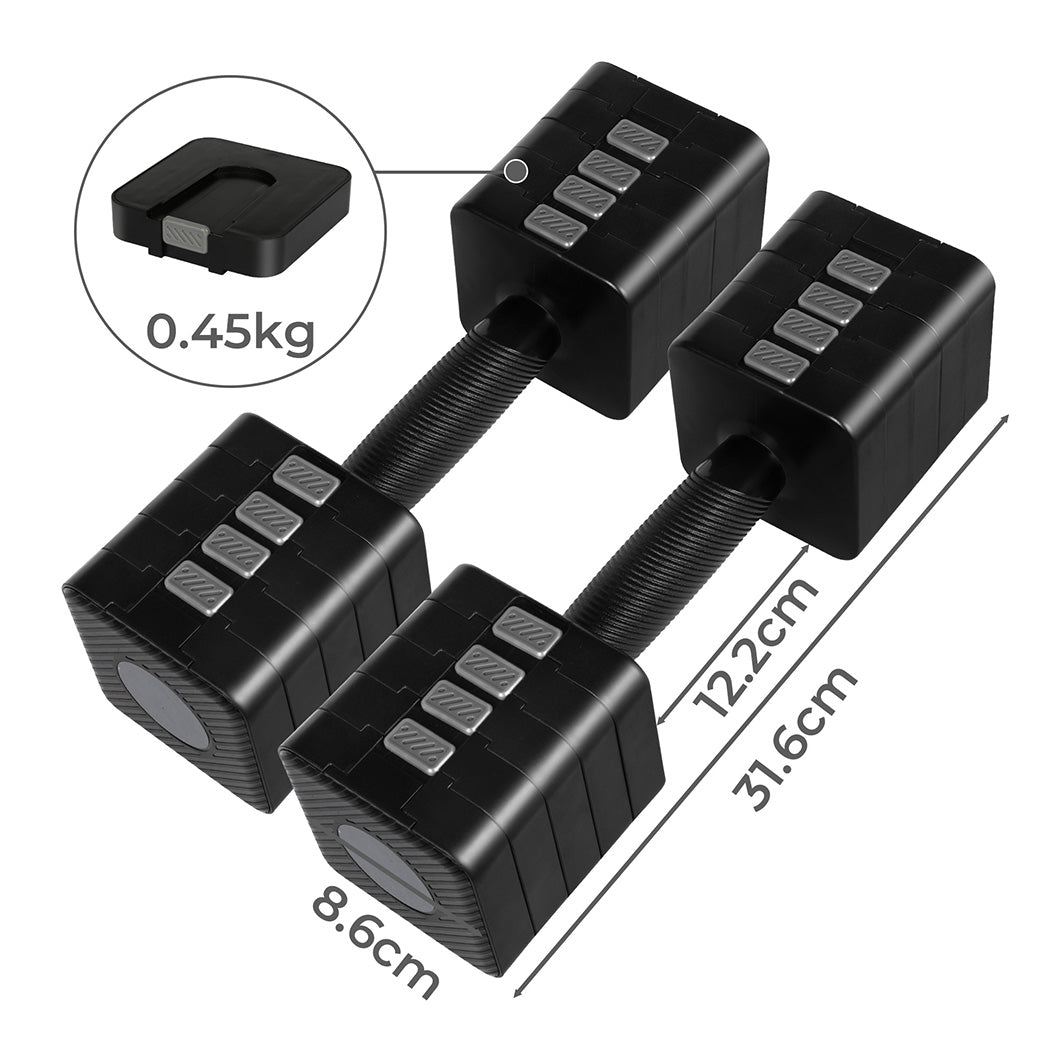 Centra A Pair 2.8KG-10KG Dumbbells Black-2018816875621912578