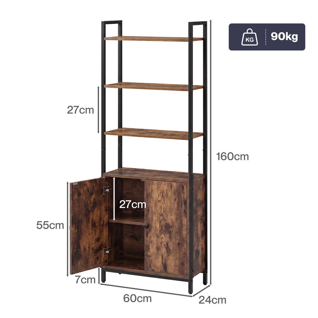 Levede 6 Tier Bookshelf Storage Cabinet Bookcase Display Adjustable Shelves Door-2072893553234808834