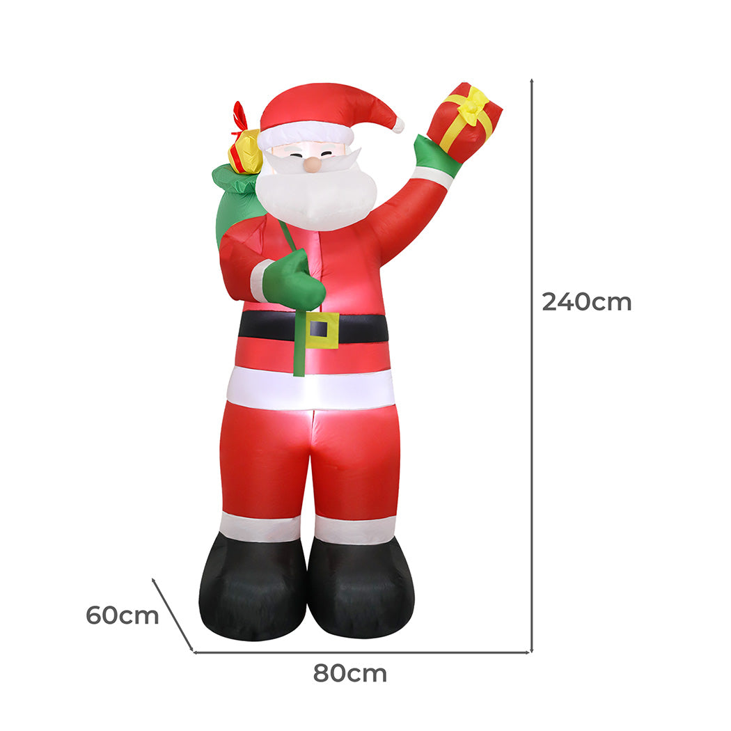 Santaco Inflatable 2.4M Santa Claus LED Christmas Decor-2006733375628513282