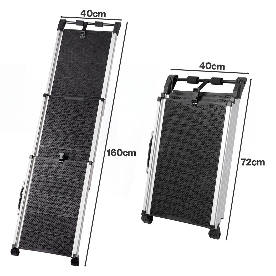 PaWz Dog Ramp Foldable Extendable with Reflective Strips Non Slip for Car Black-2109799598351126531
