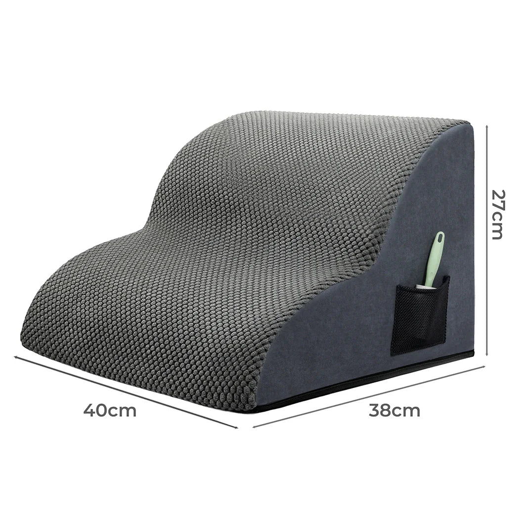 Pawz 2 Steps Pet Stairs Dog Ramp High Density Foam Grey-2018816703462510594