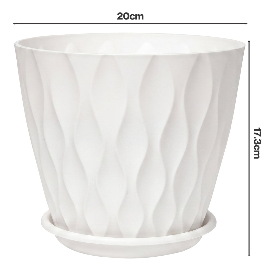 Toque Plant Pots 5 Pcs 8 Inchs Plastic Planter Pots with Drainage Saucers White-2072893580992712706