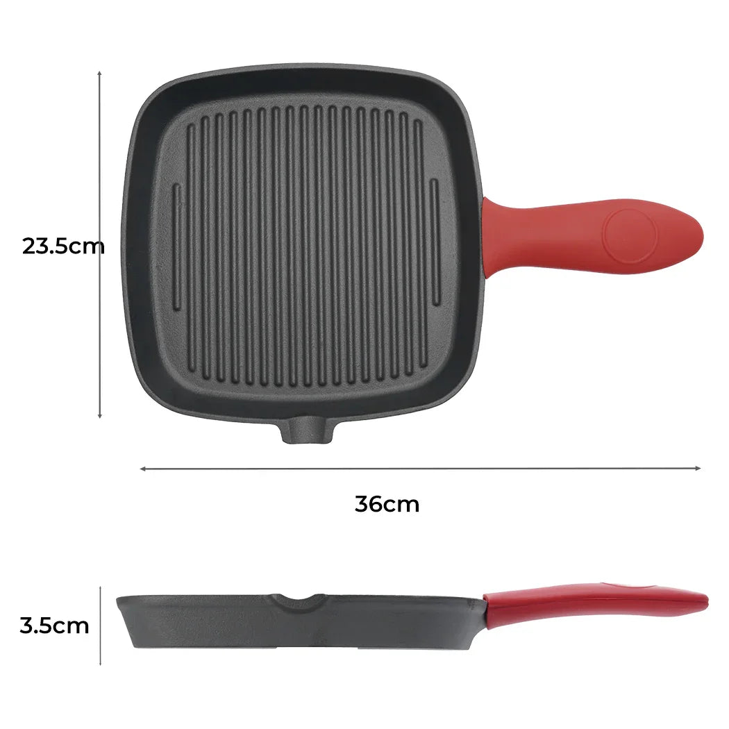 Toque Cast Iron Square Grill Pan with Spouts Cookware-2050056750186500098