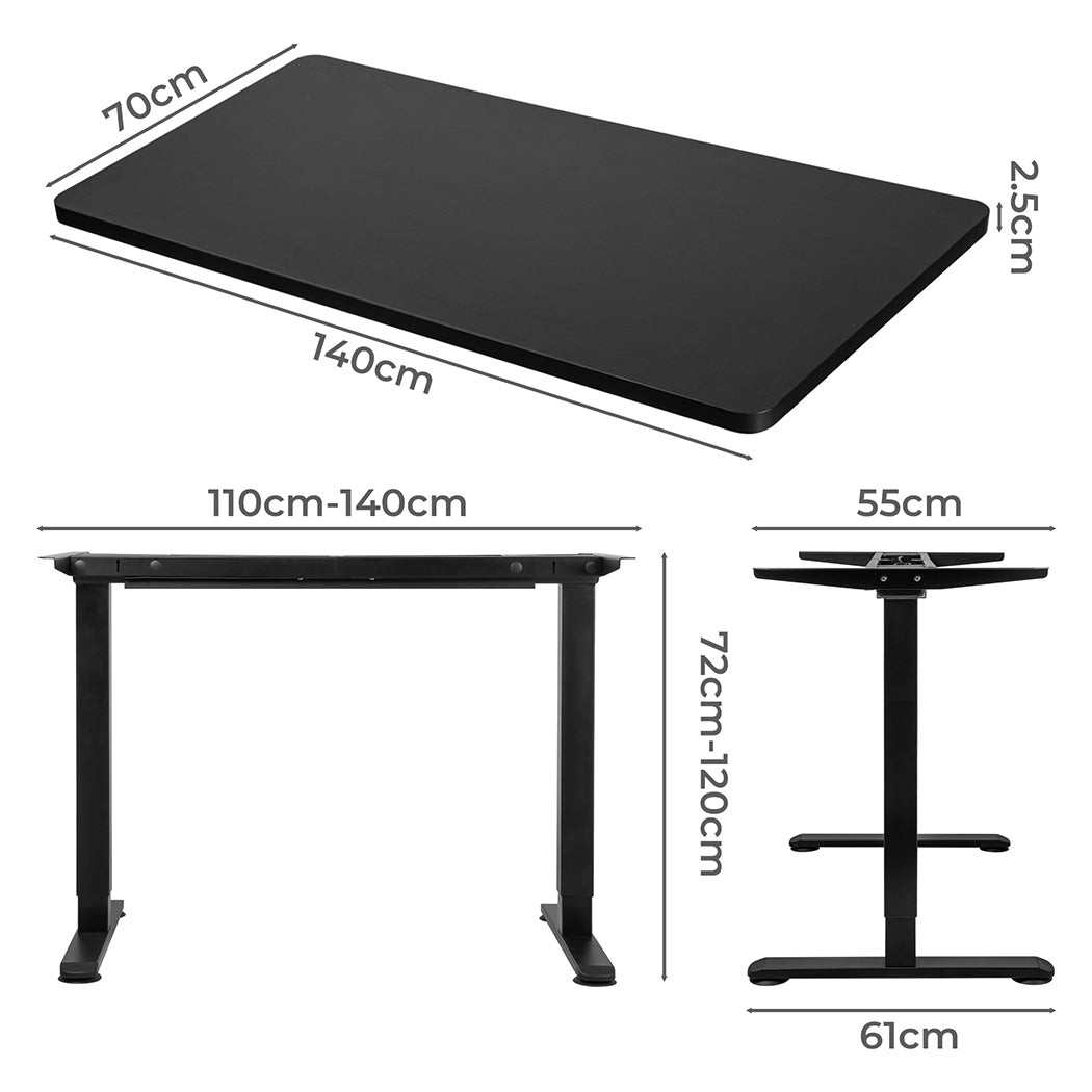 Levede Motorised Standing Desk Adjustable 140cm Black 1000x 1MM-1942353111385509890