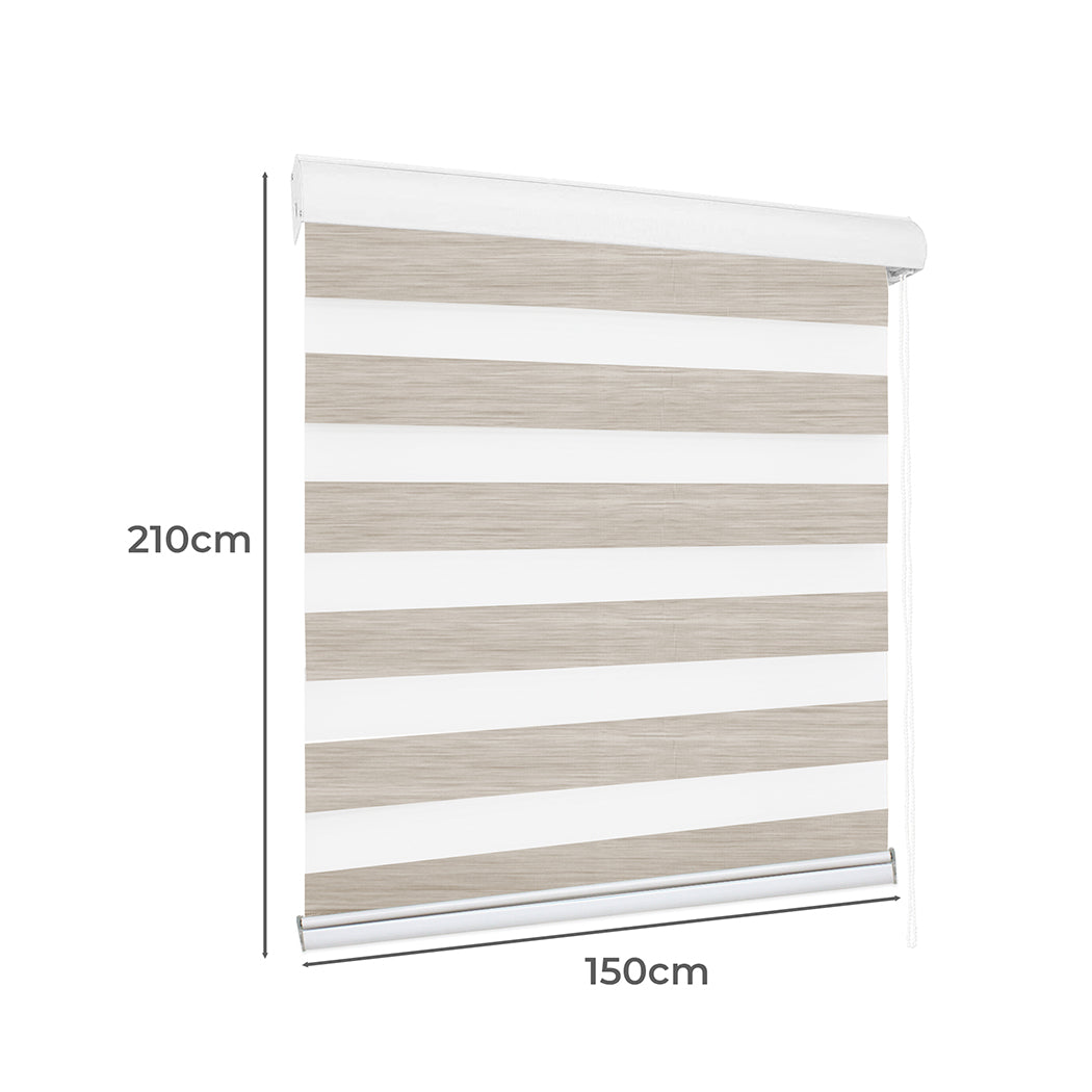 Marlow Blackout Zebra Roller Blind Curtains 150x210 Beige-1973194065277227010