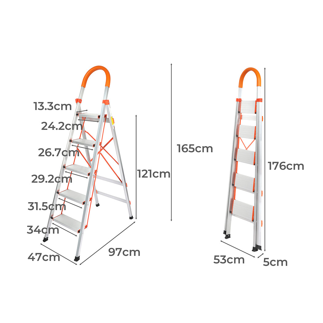 Traderight 5 Step Ladder Folding Aluminium-1886651043337605122