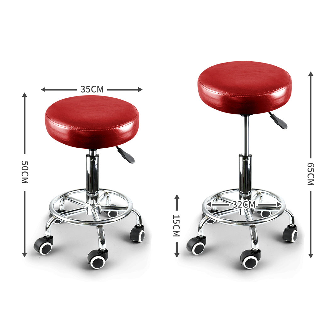 Levede Salon Stool Swivel Barber Stools Red-1864184632568844290