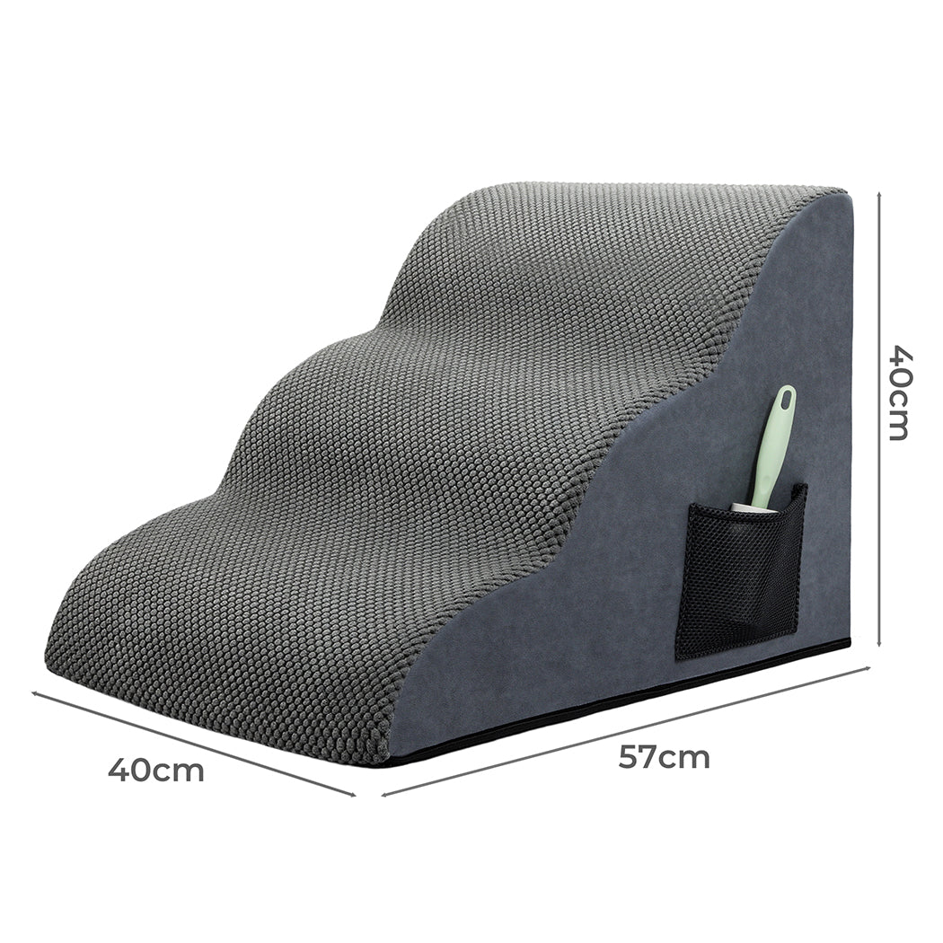 Pawz 3 Steps Pet Stairs Dog Ramp High Density Foam Grey-1938089883943964674