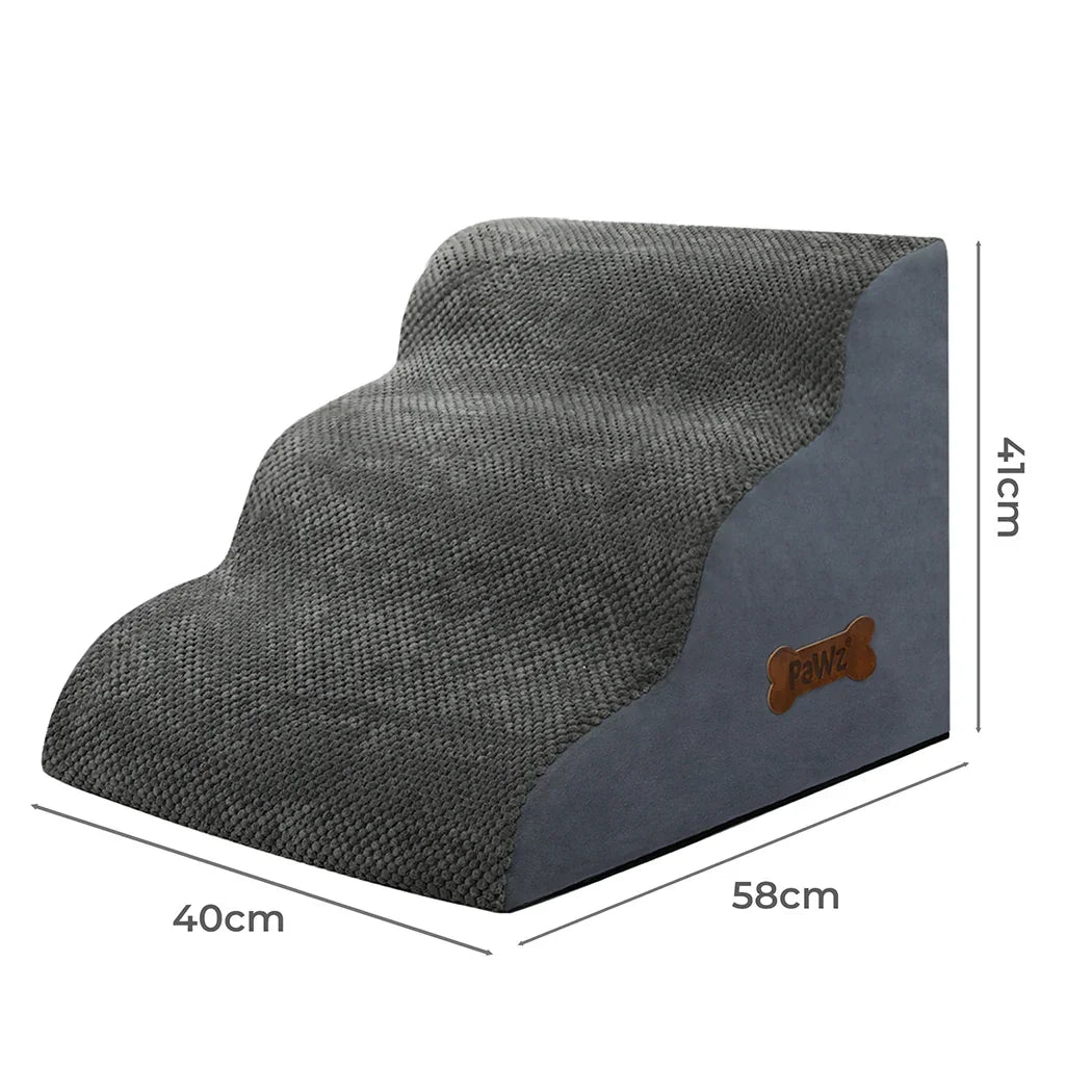 Pawz 3 Steps Pet Stairs Dog Ramp High Density Foam Grey-2029387207948767234