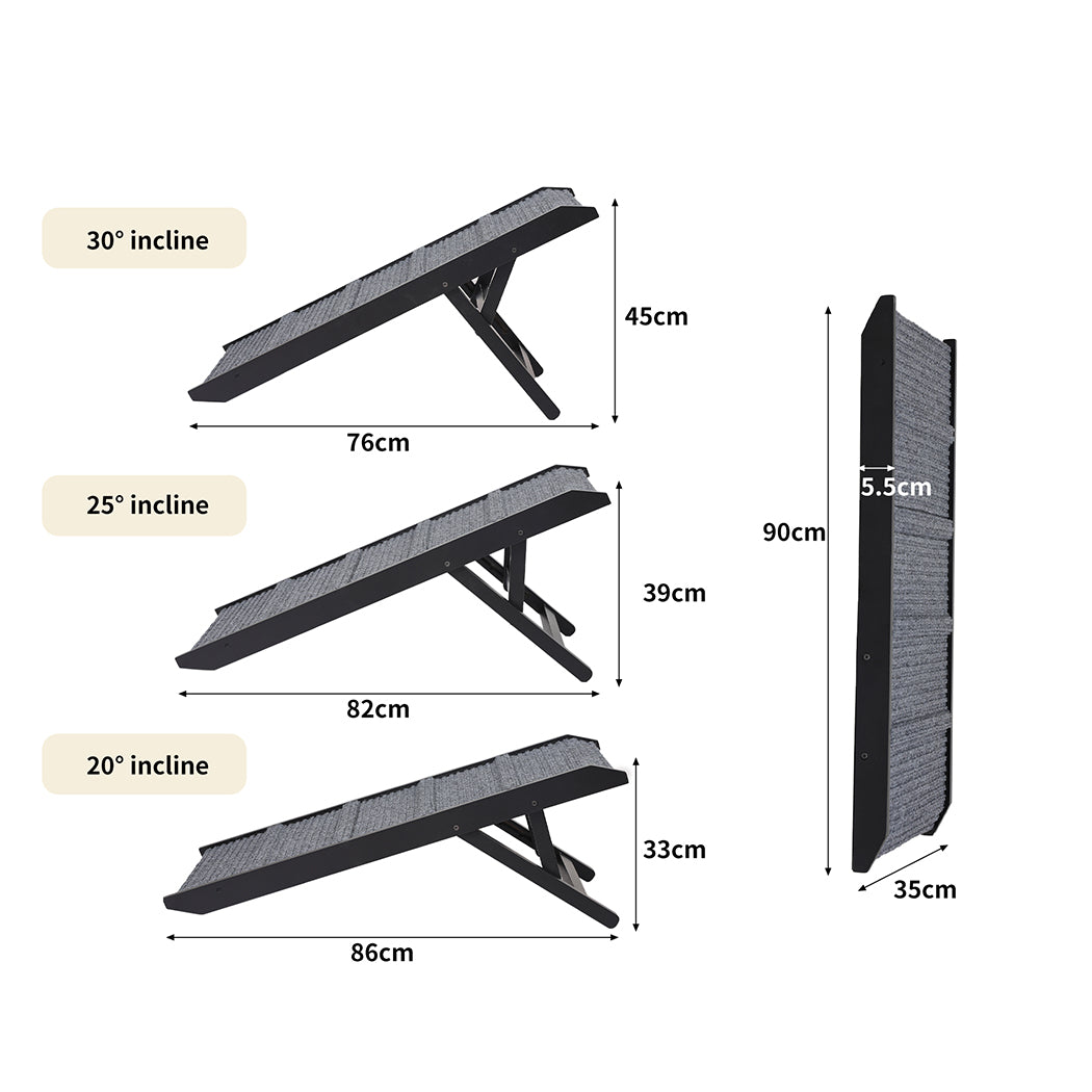 PaWz Adjustable Dog Ramp Height Stair Black-2029387229318746114