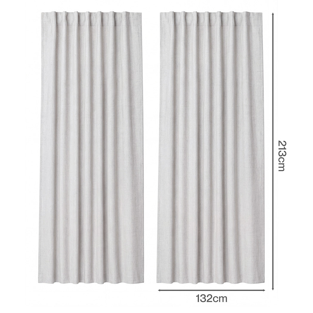 Marlow 100% Blackout Curtains Thermal Linen Look Blockout Drapes 2-Panel Bedroom-2072893566102933506