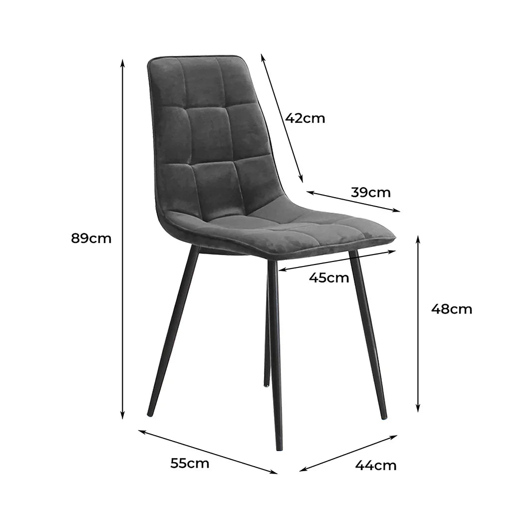 Levede 8x Dining Chairs Kitchen Velvet Grey-2006732723766562818