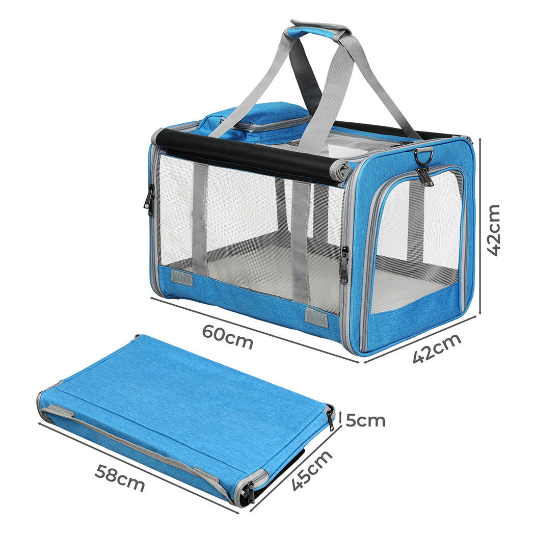 Pawz 3 in 1 Pet Soft Crate Dog Cat Carrier L Size Blue-1894516806912184322