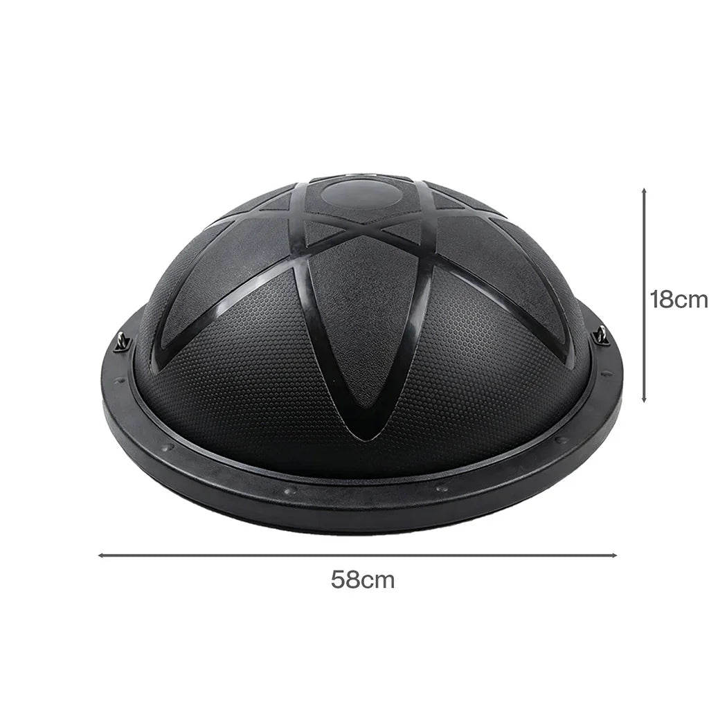 Centra Half Balance Ball Yoga Balance Trainer 2 Resistance Bands Home Gym Black-2050056790019805186