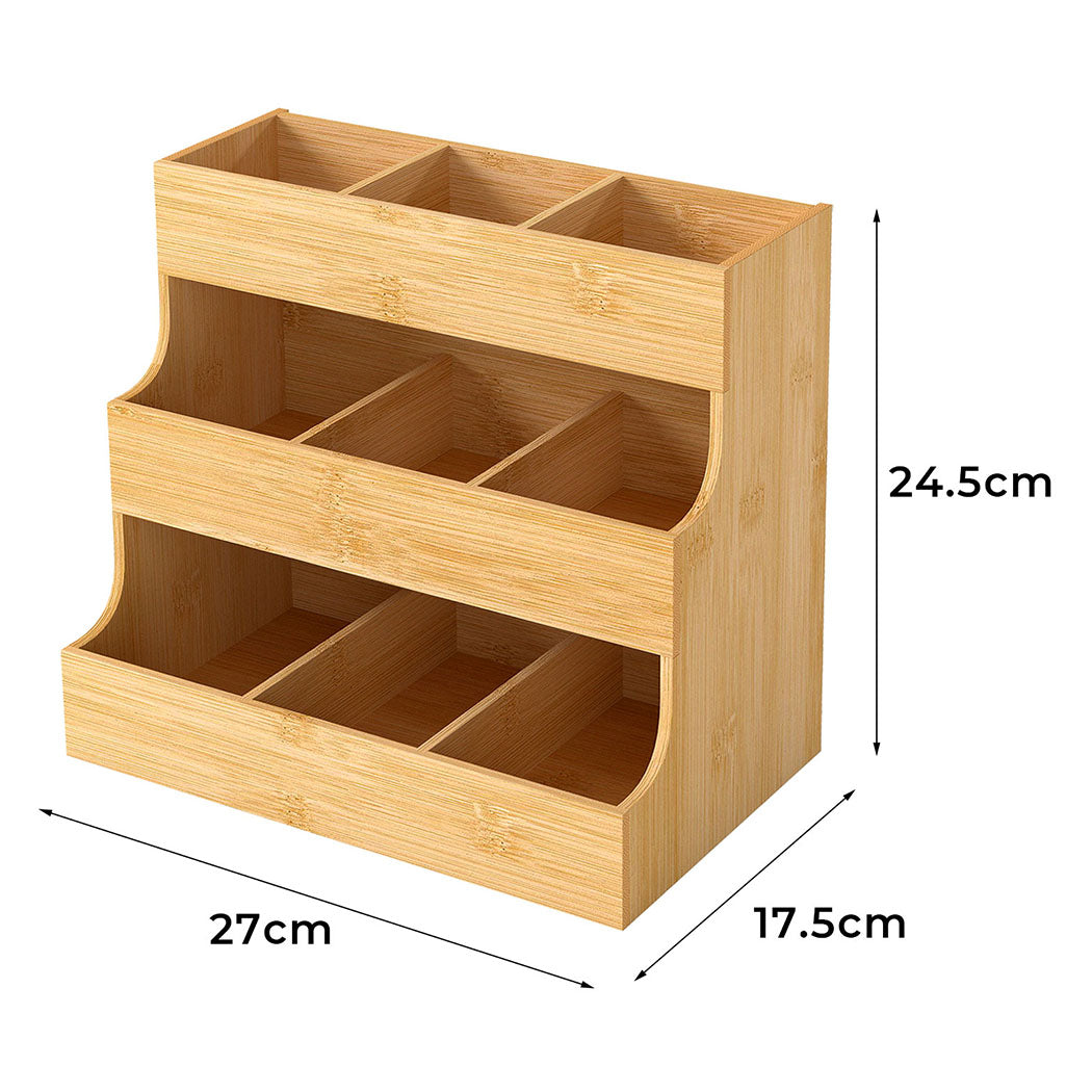 Toque Vertical Bamboo Tea Organizer Holds 180 Tea Bags-2006732763629228034