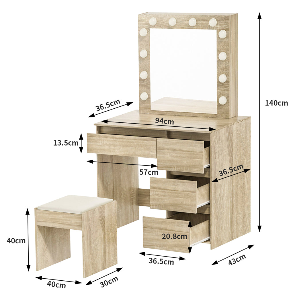 Levede Dressing Table Stool Set Makeup Mirror Led-1950770004920242178