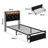 Levede Single Bed Frame Leather Headboard RGB 2 Drawers-2050056739788820482