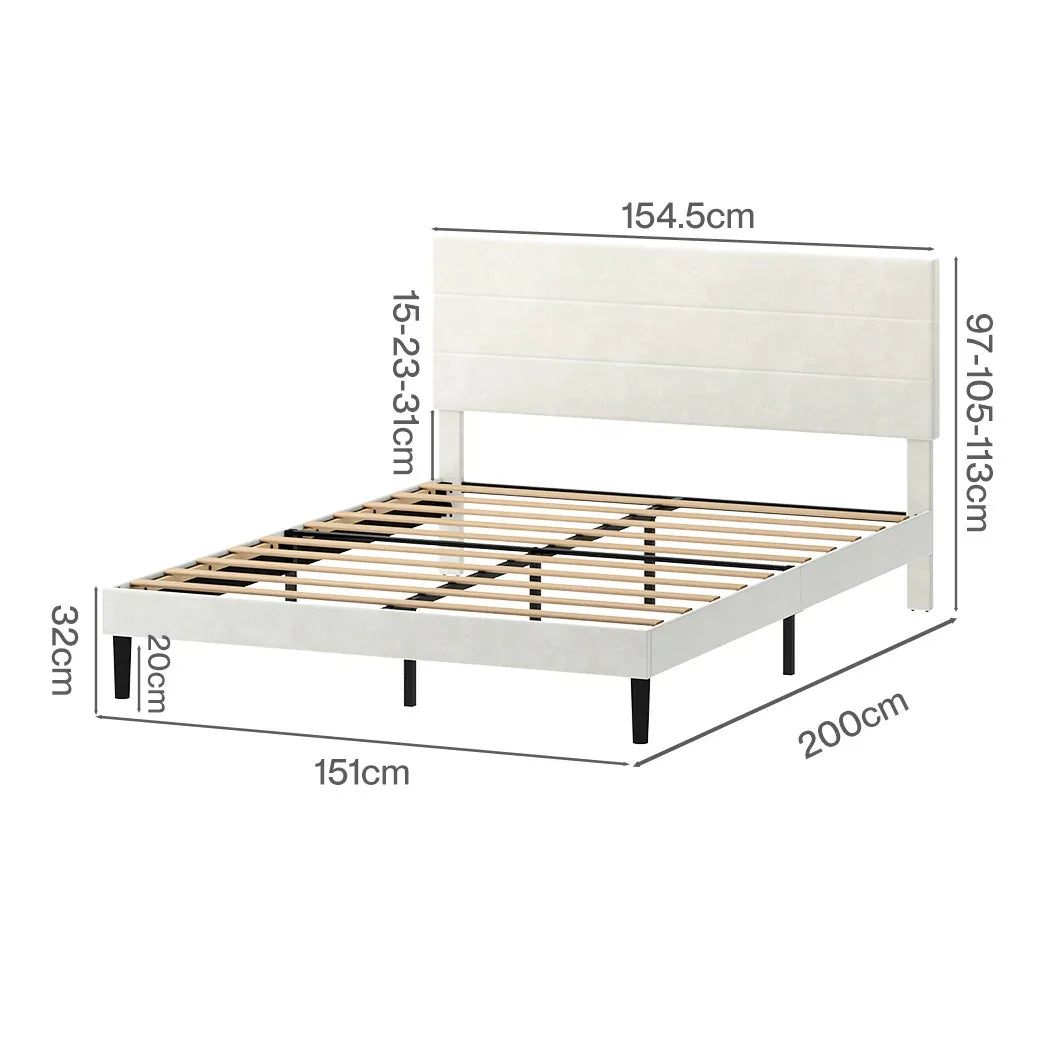 Levede Queen Bed Frame Upholstered Adjustable Headboard Platform Mattress Base-2050056771749416962