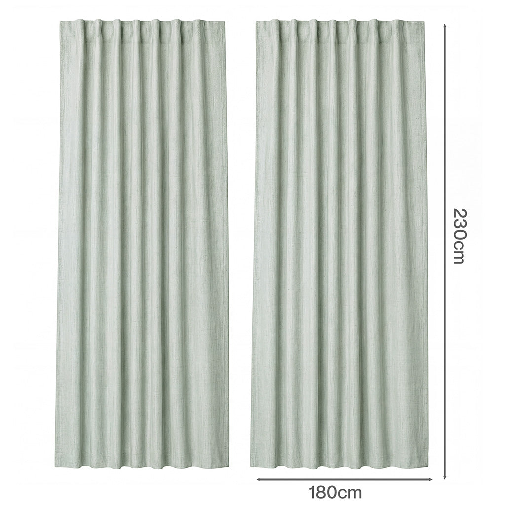Marlow Blackout Curtains 2 Panels Thermal Linen Look Blockout Drapes  Green-2072893564731396098