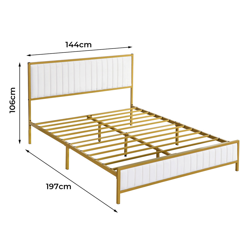 Levede Metal Bed Frame Under Bed Storage Double Beige-1894516794161500162